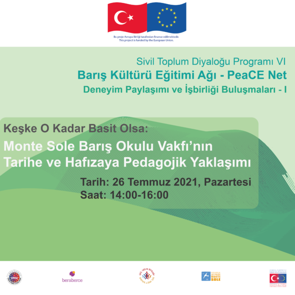 Barış Kültürü Eğitimi Ağı - PeaCE Net Deneyim Paylaşımı ve İşbirliği Buluşmaları Başlıyor!